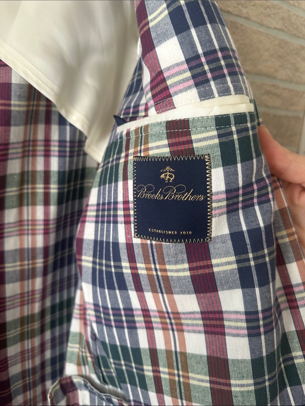 NWOT! Brooks Brothers Blue/Red  Madras Plaid Cotton Sport Coat Men’s 41L Blazer - Picture 5 of 8